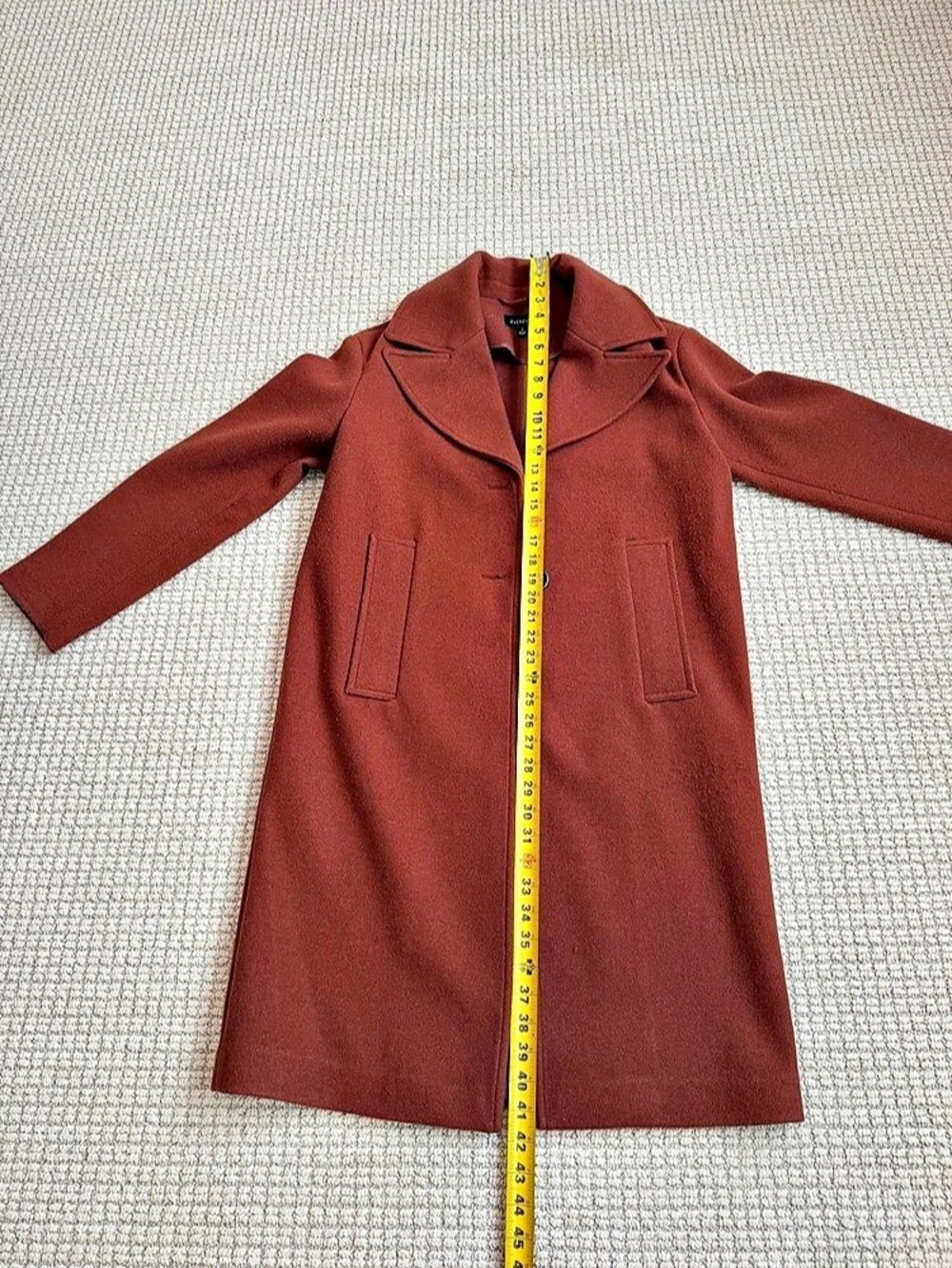 EVEREVE Wool Blend Long Coat in Rust/Brown Small - Picture 4 of 7
